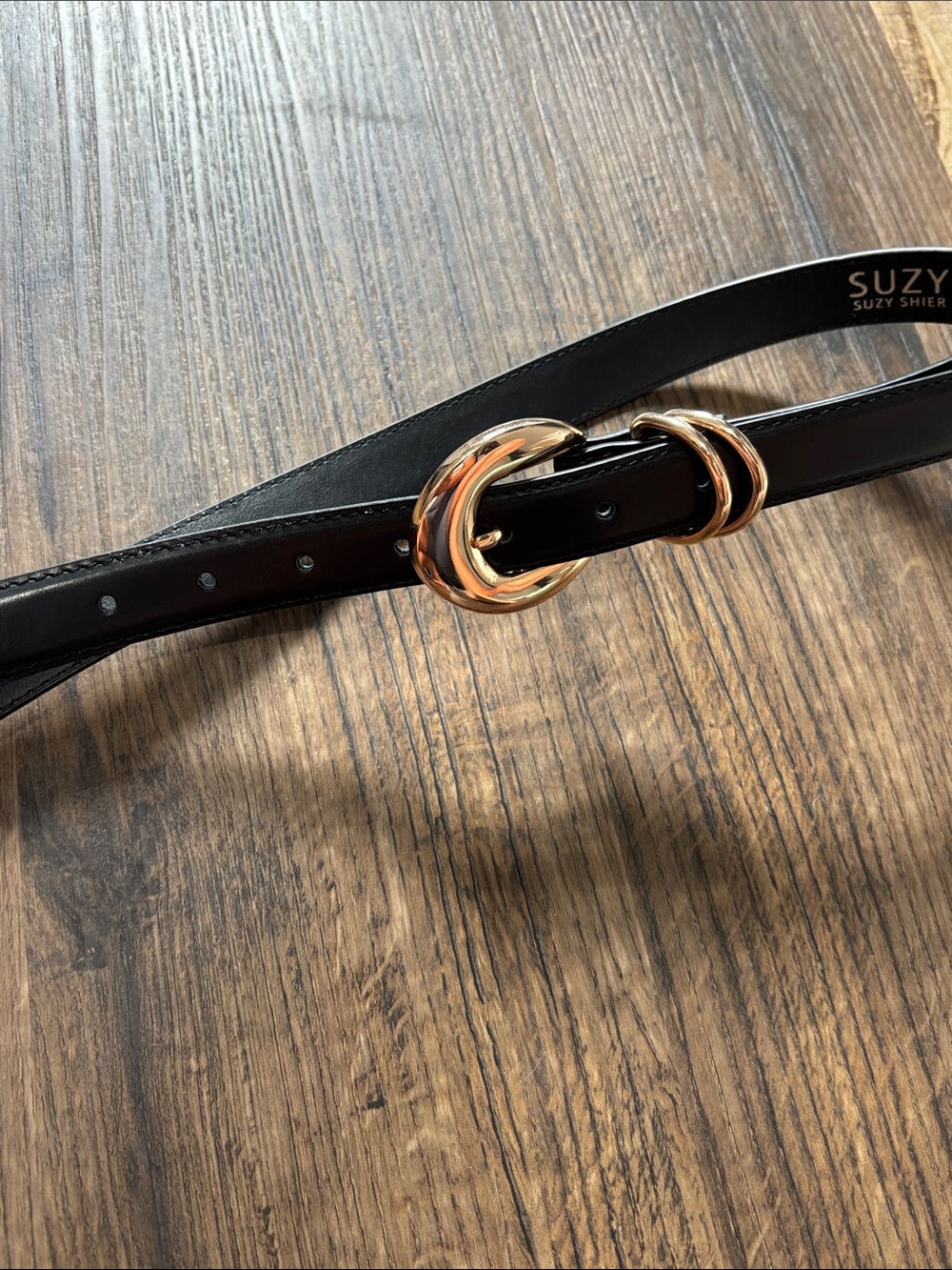 Suzy Shier Black Belt with Gold Twisted Buckle